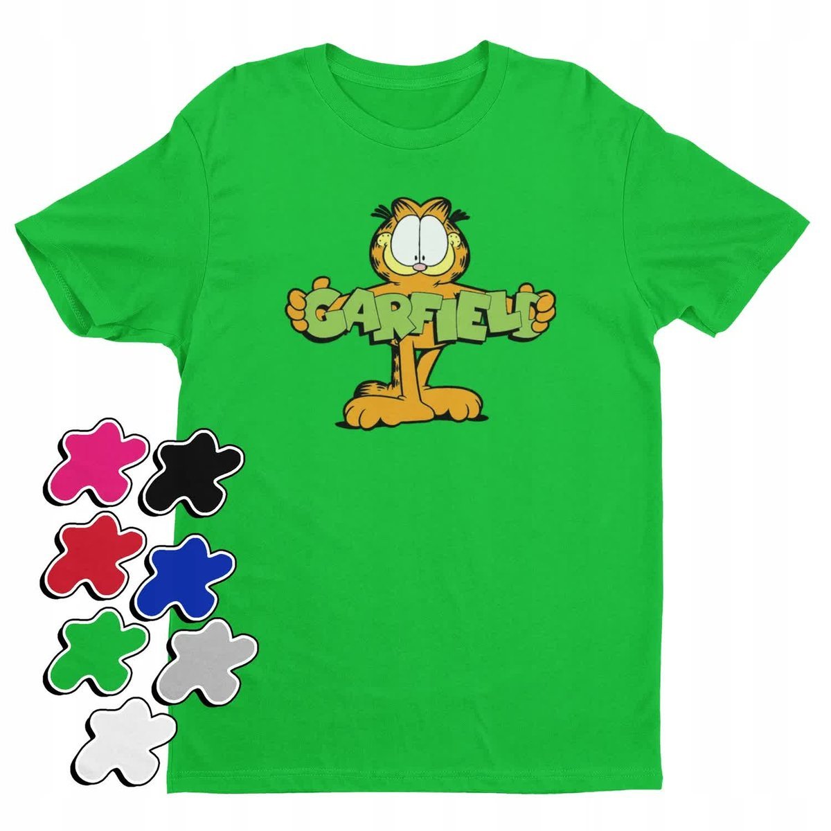 Koszulka T-Shirt Dziecięca Z Nadrukiem Garfield Kot Lasagne -M 134-140