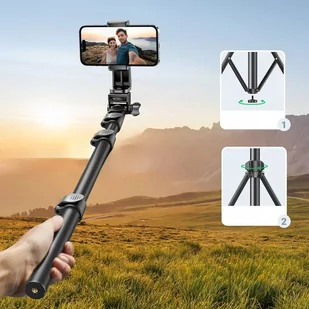 Selfie stick Ugreen LP680 ze stojakiem i pilotem Bluetooth 1.8m - czarny - Selfie stick - miniaturka - grafika 2