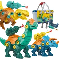 Zabawki interaktywne dla dzieci - DLA DZIECI ZESTAW DINOZAURY DO SKRĘCANIA AKCESORIA - miniaturka - grafika 1