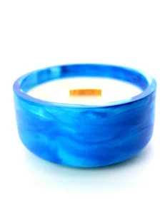 Świeca sojowa zapachowa piwonia - niebieskie naczynie z gipsu, handmade, prezent, dekoracja - Świece - miniaturka - grafika 1