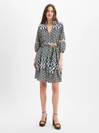 Sukienki - Marc O'Polo Damska sukienka na co dzień Kobiety len wielokolorowy|żółty|czarny wzorzysty, 34 - miniaturka - grafika 1