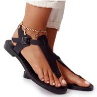 Sandały damskie - Skórzane Sandały Japonki Big Star HH274700 Czarne - miniaturka - grafika 1