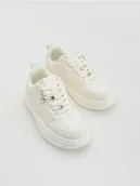 Buty dla dziewczynek - Reserved - Sneakersy z imitacji skóry - biały - miniaturka - grafika 1