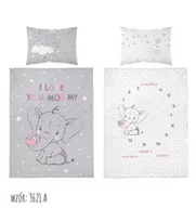 Pościel dla dzieci - Detexpol Pościel bawełniana 100x135 Słonik 3621 A mam już tyle lat miesięcy i dni różowa szara dziecięca Kids 1 - miniaturka - grafika 1
