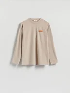 Koszulki męskie - Reserved - Longsleeve regular - beżowy - miniaturka - grafika 1