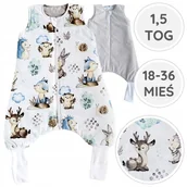 Śpiworki dla dzieci - ŚPIWOREK DWUSTRONNY ZE SKARPETKAMI OCIEPLANY 1,5 TOG BAWEŁNA 18-36 M BabyU - miniaturka - grafika 1