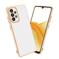 Etui i futerały do telefonów - Pokrowiec Do Samsung Galaxy A33 5G Etui w Glossy Biały - Złoto TPU Silikonowe Obudowa Case Cover Cadorabo - miniaturka - grafika 1