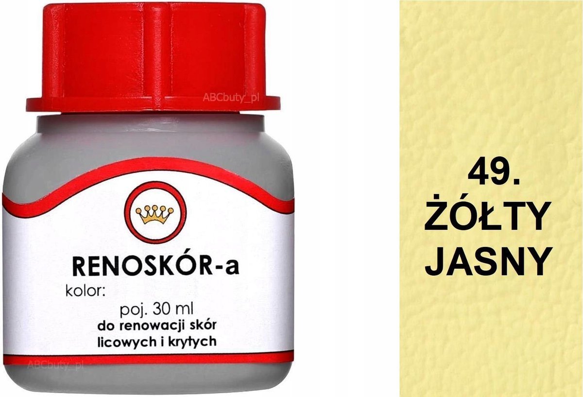 G10-01 ŻÓŁTY JASNY 49 RENOSKÓR FARBA DO BUTÓW WILBRA DO SKÓRY LICOWE LAKIER