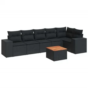 vidaXL 7-częściowa sofa ogrodowa z poduszkami z czarnego polirattanu - Sofy ogrodowe vidaXL 7-częściowa sofa ogrodowa z poduszkami z czarnego polirattanu - Sofy ogrodowe - miniaturka - grafika 1