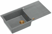 Zlewozmywaki - Quadron Zlewozmywak granitowy jednokomorowy 100x50x21.5 cm z ociekaczem EVAN 146 XL GRANITEQ SILVER STONE z miedzianym odpływem - miniaturka - grafika 1