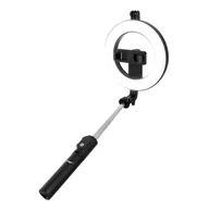 Selfie stick - LinQ Selfie Stick Smartphone Ring Light Tripod, wyzwalacz migawki Bluetooth - czarny - miniaturka - grafika 1