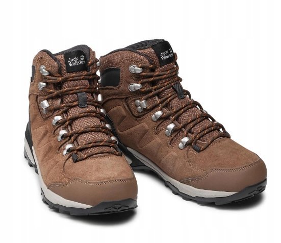 JACK WOLFSKIN DAMSKIE BUTY TREKKINGOWE BRĄZOWE WYSOKIE ZE SKÓRĄ 37,5 16AA
