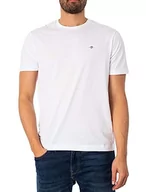 Koszulki męskie - GANT Męski t-shirt REG Shield SS, biały, standardowy, biały, XS - miniaturka - grafika 1