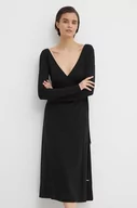 Sukienki - Tommy Hilfiger sukienka kolor czarny midi rozkloszowana - miniaturka - grafika 1