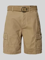 Spodenki męskie - Szorty cargo o kroju regular fit z paskiem - miniaturka - grafika 1