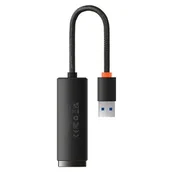 Karty sieciowe - Baseus Lite Series zewnętrzna karta sieciowa USB-A - RJ-45 1Gbps (1000Mbps) czarny (WKQX000101) - miniaturka - grafika 1