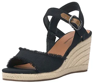 Lucky Brand Damskie sandały mindra klin espadryle, czarny, 36 EU szerokie - Espadryle damskie - miniaturka - grafika 1
