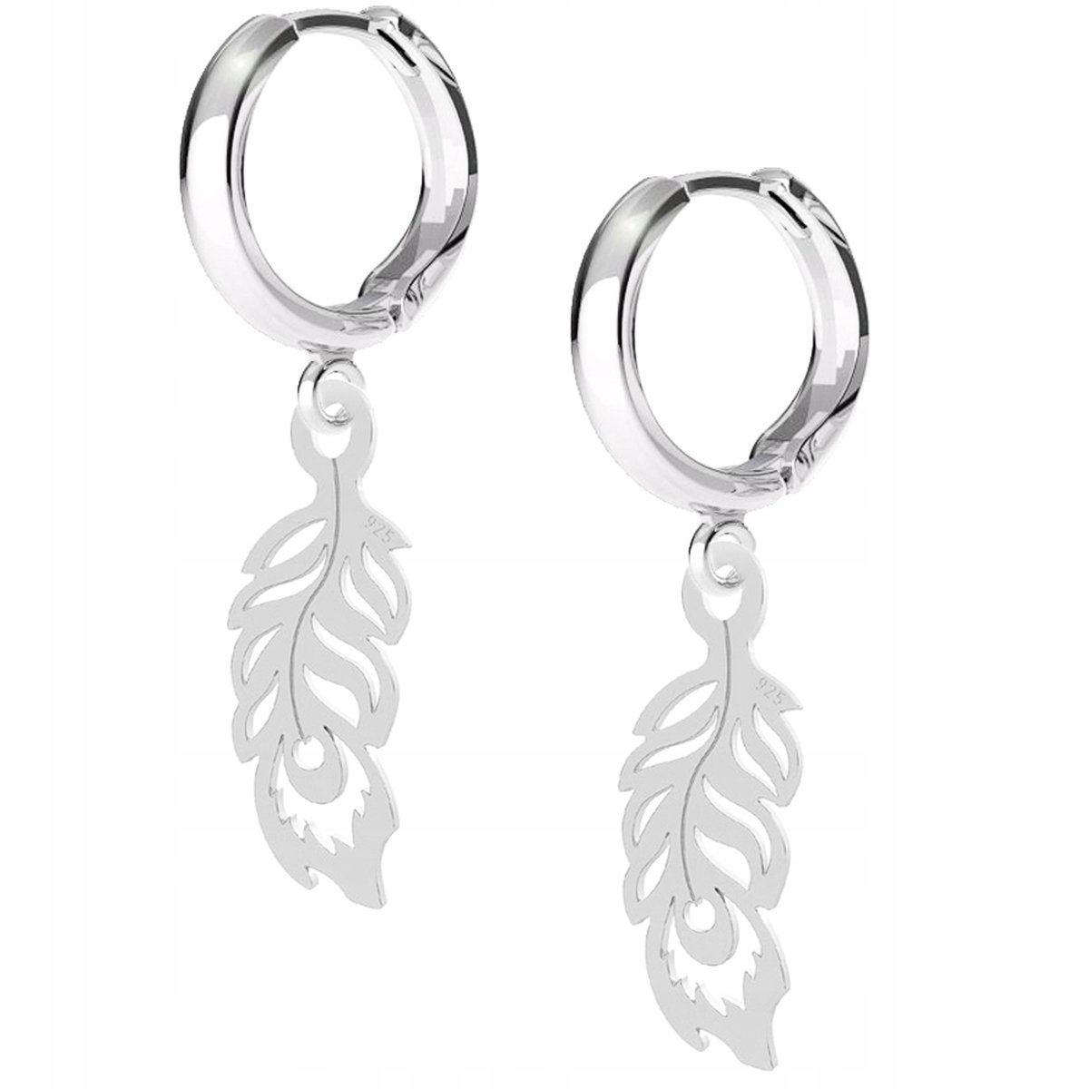 Kolczyki srebrne Pawie Pióro Piórko 925