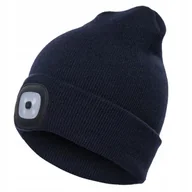 Czapki damskie - Czapka Zimowa z Latarką Lampką Czołową LED Ładowanie USB PRODUKT PL granat - miniaturka - grafika 1