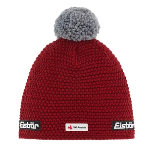 Czapka zimowa unisex z wełną merino Eisbar Jamie Pompon MU burgundy/greymele - ONE SIZE - Czapki męskie - miniaturka - grafika 1