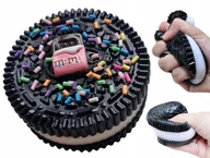 Zabawki sensoryczne - Mochi Antystresowy Kawaii - Squishy Taba w Kształcie Ciastka Oreo z M&Ms - miniaturka - grafika 1