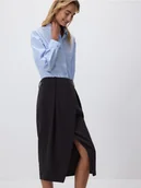 Spódnice - Reserved - Spódnica z ozdobnym rozcięciem - ciemnobrązowy - miniaturka - grafika 1