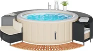 Jacuzzi ogrodowe vidaXL Obudowa do basenu/spa, czarny polirattan i lite drewno akacjowe