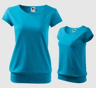 Bluzki damskie - Koszulka bluzka damska z krótkim rękawem MALFINI CITY turkusowa XL - miniaturka - grafika 1