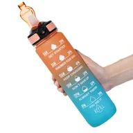 Shakery i bidony sportowe - BUTELKA PLASTIKOWA NA WODĘ BPA FREE 1000ML 1L NA TRENING SIŁOWNIA PRACA BUTELKA PLASTIKOWA POMARAŃCZOWO-MIĘTOWA - miniaturka - grafika 1