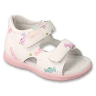 Buty dla dziewczynek - Befado sandałki dziecięce 170P116 w cukierki białe - miniaturka - grafika 1