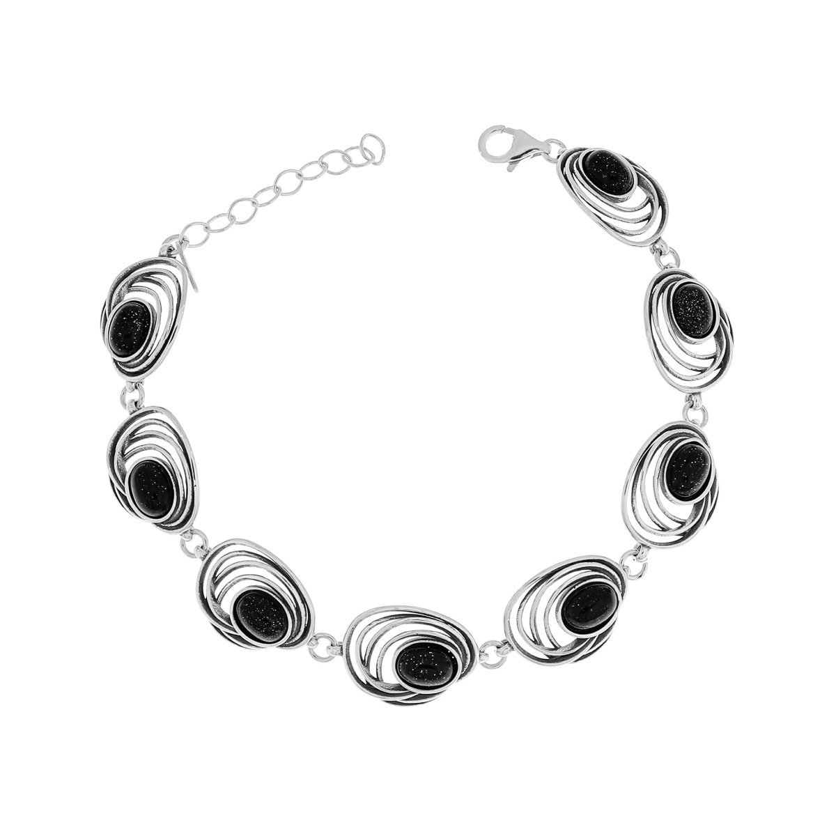 Srebrna bransoletka z kamieniami noc kairu 19-22 cm pr. 925