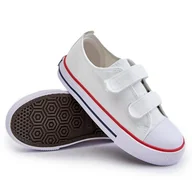 Buty dla dziewczynek - Trampki Dziecięce Na Rzepy Big Star OO374009 Białe - miniaturka - grafika 1