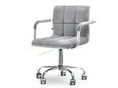 Fotele i krzesła biurowe - Mały Fotel Z Regulacją Wysokości Na Ruchomej Podstawie Elis Szary Welur - miniaturka - grafika 1