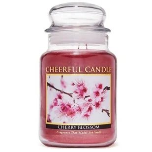Cheerful Candle duża świeca zapachowa w szklanym słoju 2 knoty 24 oz 680 g - Cherry Blossom - Świece - miniaturka - grafika 1
