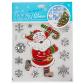 Ozdoby bożonarodzeniowe - [680433] Naklejka na szybę Mikołaj z laską - miniaturka - grafika 1