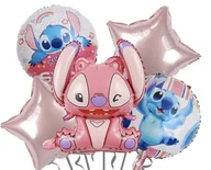Balony i akcesoria - Zestaw balonów Lilo i Stich różowe sdz -16 - miniaturka - grafika 1