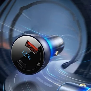 Baseus ładowarka samochodowa USB / USB Typ C 65 W 5 A SCP Quick Charge 4.0+ Power Delivery 3.0 ekran LCD szary (CCKX-C0G) - Ładowarki samochodowe - miniaturka - grafika 7