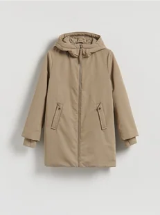 Reserved - Długa kurtka z kapturem - beżowy - Kurtki damskie - miniaturka - grafika 1