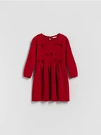 Bluzy dla dziewczynek - Reserved - Dzianinowa sukienka z kokardkami - czerwony - miniaturka - grafika 1