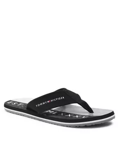 Klapki i japonki damskie - Tommy Hilfiger Japonki Palm Print Beach Sandal FM0FM03644 Czarny - grafika 1