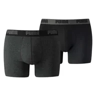 Majtki męskie - Męskie Bokserki PUMA PUMA BASIC BOXER 2P DARK GREY MEL 90682305 – Szary - miniaturka - grafika 1