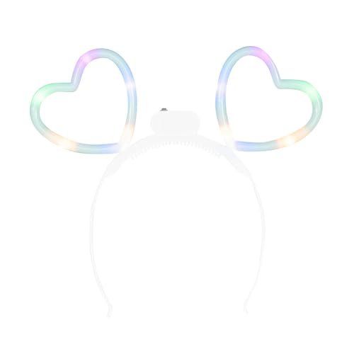 Boland 01523 – Diadem LED Glowing Hearts, opaska w kształcie serca z lampkami, świecące akcesoria na karnawał i imprezy tematyczne, wieczór kawalerski
