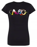 Koszulki i topy damskie - T-Shirt damski kolorowy napis MUSIC r. M - miniaturka - grafika 1