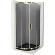 Kabiny prysznicowe - Mexen Rio kabina prysznicowa półokrągła 80x80 cm, grafit, złota + brodzik Flat, czarny - miniaturka - grafika 1