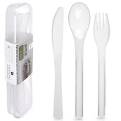 Zestawy sztućców - Sztućce Plastikowe Wielorazowe Turystyczne Piknikowe W Etui Pudełku 4 El. - miniaturka - grafika 1