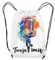 Plecaki worki - Worek Workoplecak Dla Fana Muzyki Śpiewu Śpiewania Karaoke Mikrofon Imię - miniaturka - grafika 1