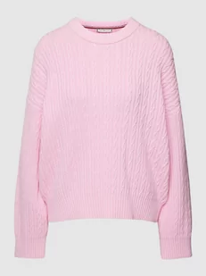 Sweter z dzianiny z wzorem warkocza - Swetry damskie - miniaturka - grafika 1