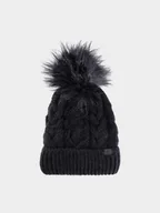 Czapki dla dzieci - 4F Czapka zimowa dziewczęca - czarna Uniwersalny - miniaturka - grafika 1