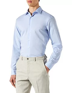 Seidensticker Męska koszula biznesowa - Shaped Fit - nie wymaga prasowania - kołnierz kent - długi rękaw - 100% bawełna, jasnoniebieski, 46 - Koszule męskie - miniaturka - grafika 1