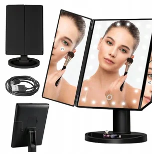 Lusterko Do MAKIJAŻU Podświetlane LED Kosmetyczne Stojące POWIĘKSZAJĄCE 3X! - Lusterka do makijażu - miniaturka - grafika 1